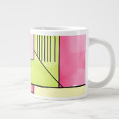 Roze en limoengroene patchwork abstract extra grote beker (Rechts)