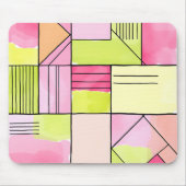Roze en limoengroene patchwork abstract muismat (Voorkant)
