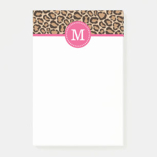 Roze en luipaard Afdrukken Aangepast monogram Post-it® Notes