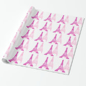 Roze en magenta Eiffeltower - Gift Wrap Cadeaupapier (Uitgerold)