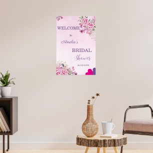Roze en Magenta Kleur Klassieke Bruids Welkom Poster