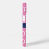 Roze en Marine Monogram Geometrisch Patroon Case-Mate iPhone Case (Achterkant / Rechts)