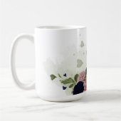 roze en marineblauwe bloemen groen koffiemok (Links)