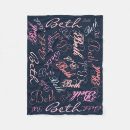 Roze en marineblauwe deken naamcollage