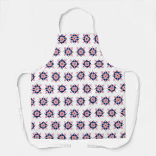 Roze en marineblauwe geometrische bloementegels schort