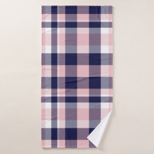 Roze en marineslag, gevlekt, tartan naadloos badhanddoek