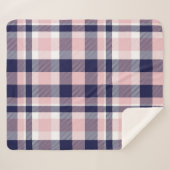 Roze en marineslag, gevlekt, tartan naadloos sherpa deken (Voorkant (horizontaal))