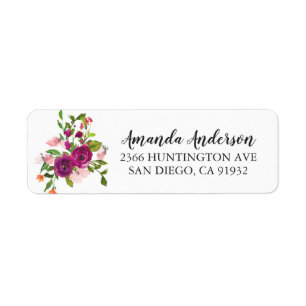 Roze en Marsala Bloemen Bruidsdouche Labels