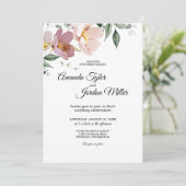 Roze en Mauve  bloemen in één bruiloft Kaart (Staand voorkant)