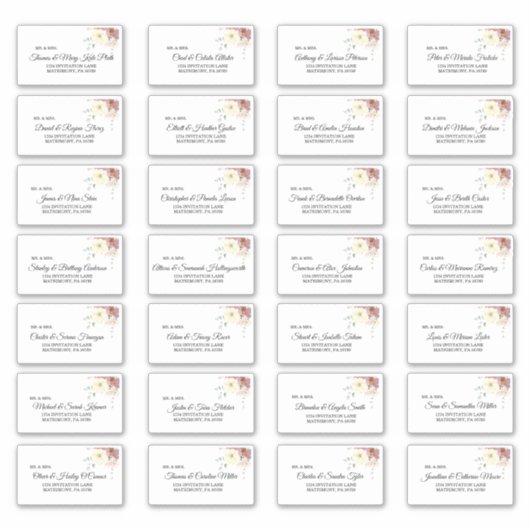 Roze en Mauve Floral Guest Adresetiketten Sticker (Voorkant)