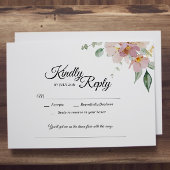 Roze en Mauve Floral Reception Details Informatiekaartje