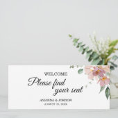 Roze en Mauve  Floral Seating Chart Header (Staand voorkant)