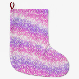 Roze en mauve lovertjes Bling Grote Kerstsok