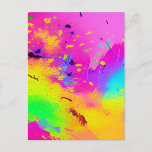 Roze en meer Abstracte spatverf Briefkaart (Voorkant)