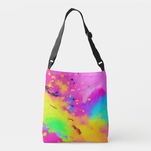 Roze en meer Abstracte spatverf Crossbody Tas (Achterkant)