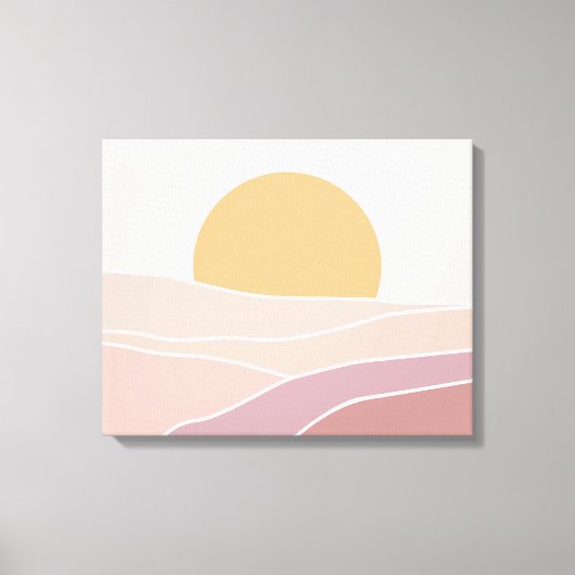 Roze en minimalistisch zonnewandkunstcanvas canvas afdruk (Voorkant)
