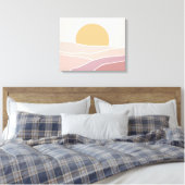 Roze en minimalistisch zonnewandkunstcanvas canvas afdruk (Insitu (Slaapkamer))