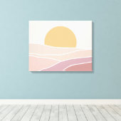 Roze en minimalistisch zonnewandkunstcanvas canvas afdruk (Insitu (Houten vloer))