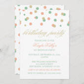 Roze en Mint Birthday Uitnodigingen (Voorkant / Achterkant)