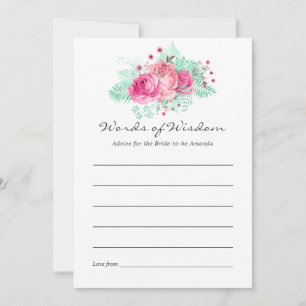 Roze en Mint Bloemen Bruidsadvies Advieskaart