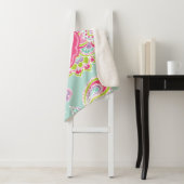 Roze en Mint Boho Paisley Monogrammed Sherpa Deken (In situ)