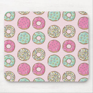 Roze en Mint Doughnut Print Mousepad Muismat
