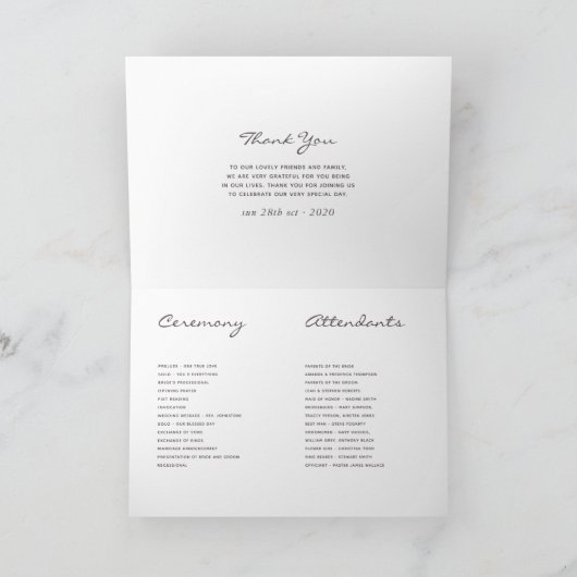 Roze en Mint Floral bruiloft programma (Binnen)