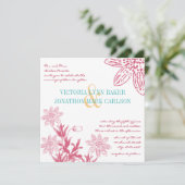 Roze en Mint Gerber Daisy Wedding Invites Kaart (Staand voorkant)