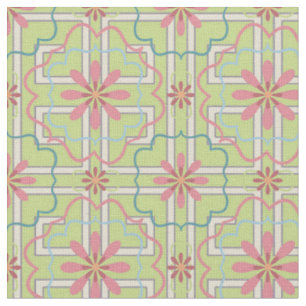 Roze en Mint Green Floral Fantasy Stof