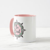 Roze en mint-groen mok (Voorkant links)