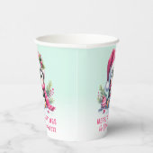 Roze en Mint Groene Schattigee Pinguïn Vrolijk Ker Papieren Bekers (Rechts)