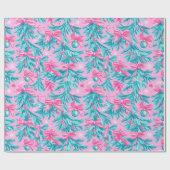 Roze en Mint Kerstaankopen en Ornamenten Cadeaupapier (Vlak)