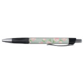 Roze en Mint  Patroon van Rozen Monogrammen Pen (Bodem)