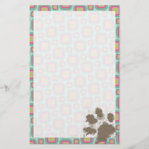 Roze en Mint Retro; Funny Pawprint Briefpapier