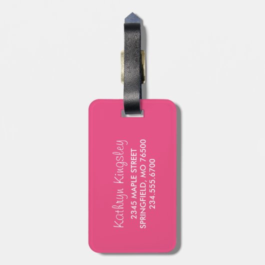 Roze en Mint  Rozen Monogram Bagagelabel (Achterkant verticaal)