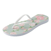 Roze en Mint Rozen Monogrammed Teenslippers (Schuin)