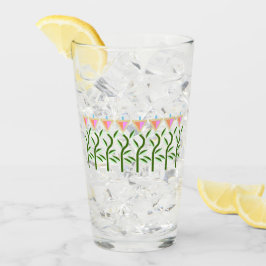  roze en munt bloemrand glas