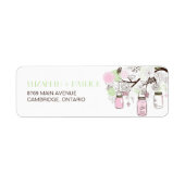 Roze en Munt Green Mason Jars Weddenschap Etiket (Voorkant)