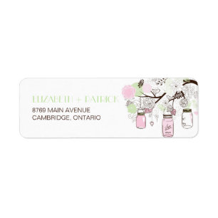 Roze en Munt Green Mason Jars Weddenschap Etiket