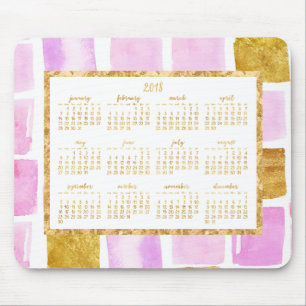 Roze en namaak gouden jaarlijkse 2018 kalender mui muismat