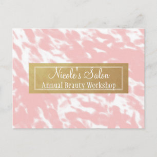 Roze en namaakgouden chic salon evenement ansichtk briefkaart