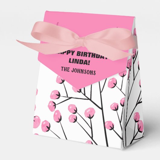 Roze en Navy Blue Birthday-cadeaudoos Bedankdoosjes (Voorkant Zijde)