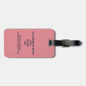 Roze en Navy Blue Stripe Laurel Wreatmonogram Bagagelabel (Achterkant horizontaal)