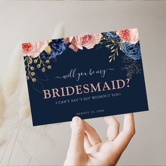 Roze en Navy Floral | Bent u mijn Bridesmaid?