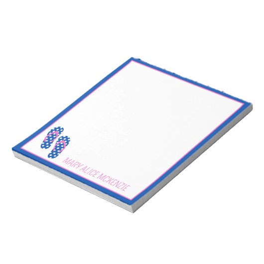 Roze en Navy Polka Dots Flips Gepersonaliseerd Notitieblok (Gedraaid)