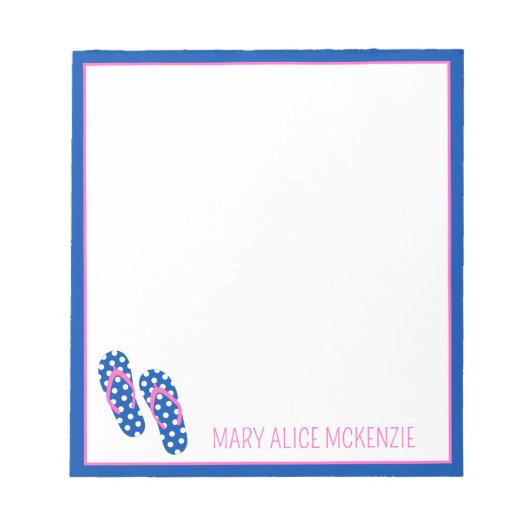 Roze en Navy Polka Dots Flips Gepersonaliseerd Notitieblok (Voorkant)
