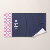Roze en Navy Trellis Monogram Bad Handdoek (Handdoek)
