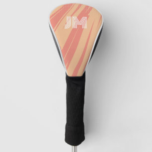 Roze en oranje abstract retro ontwerp golfheadcover