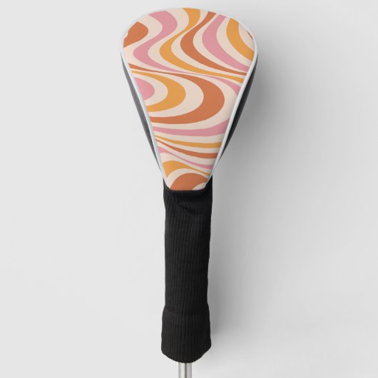 Roze en oranje abstract wervelontwerp golfheadcover (Voorkant)