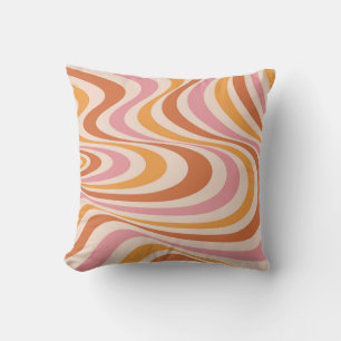Roze en oranje abstract wervelontwerp kussen